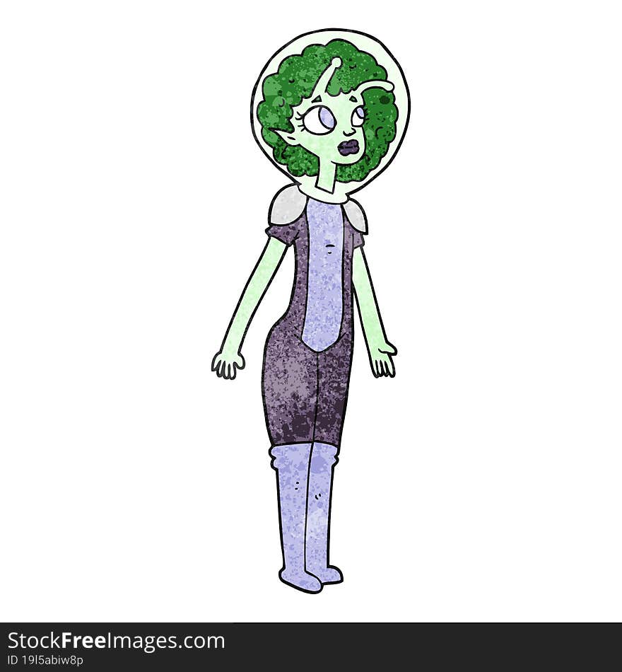 Textured Cartoon Alien Space Girl