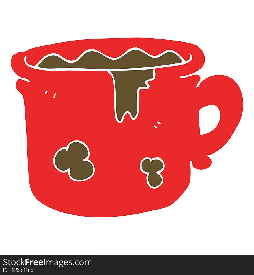 Flat Color Illustration Of A Cartoon Old Coffee Cup