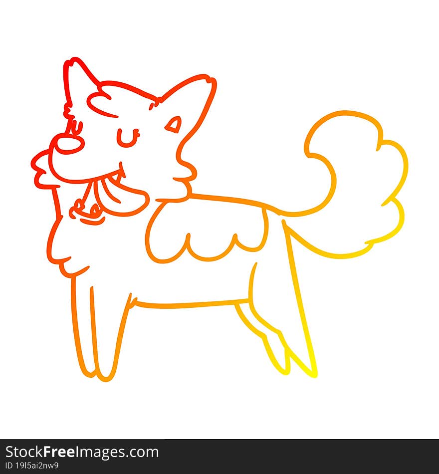 warm gradient line drawing cartoon happy dog