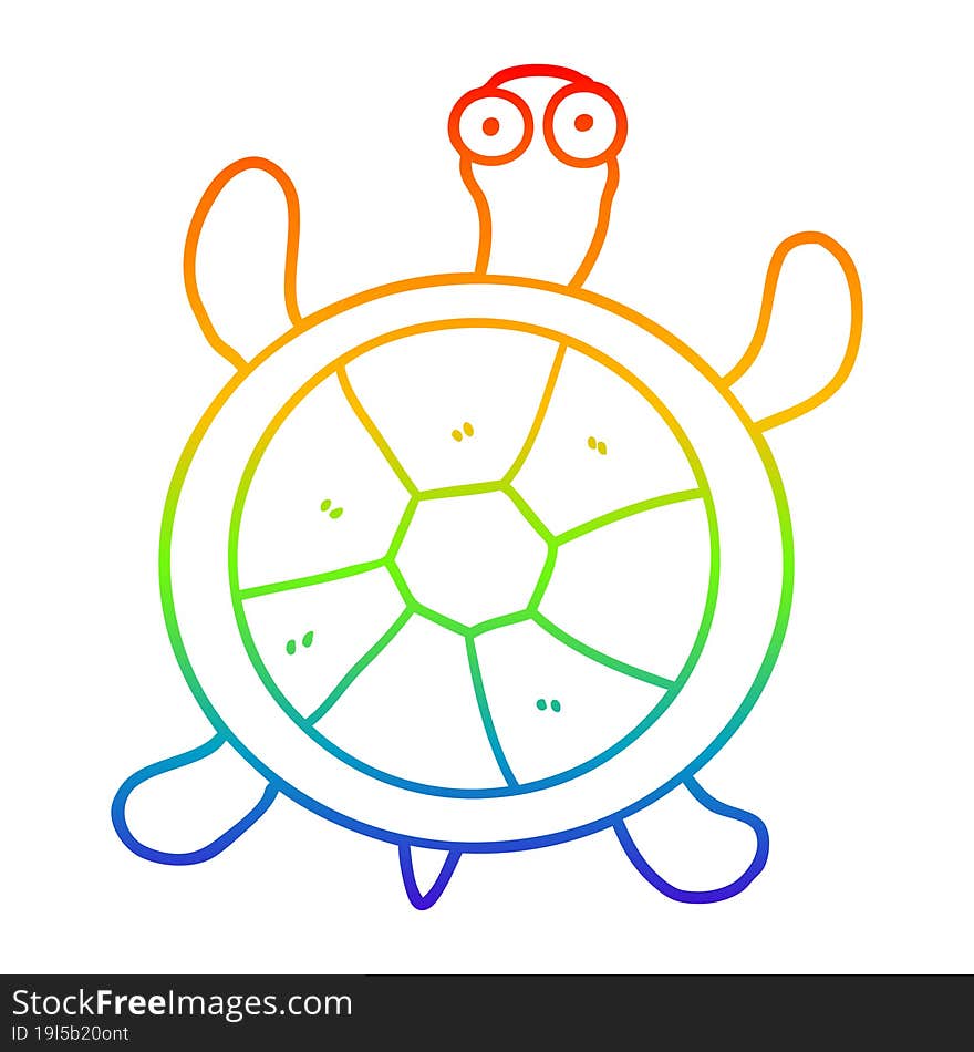 rainbow gradient line drawing cartoon turtle