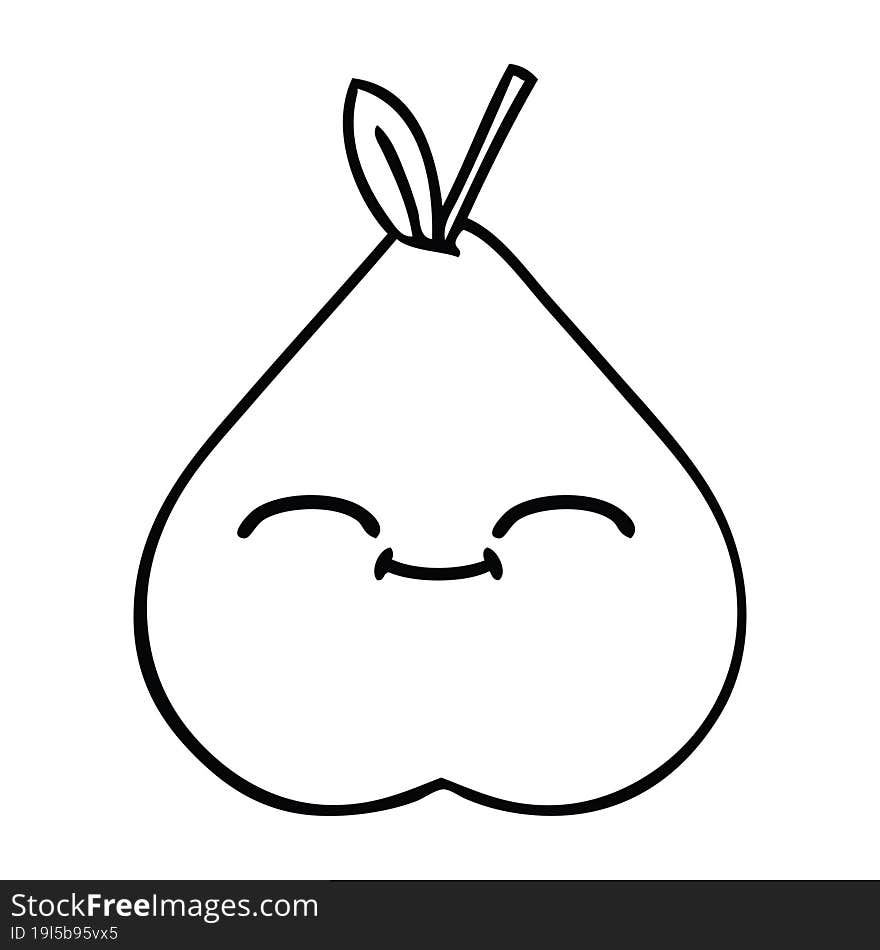 line drawing cartoon green pear