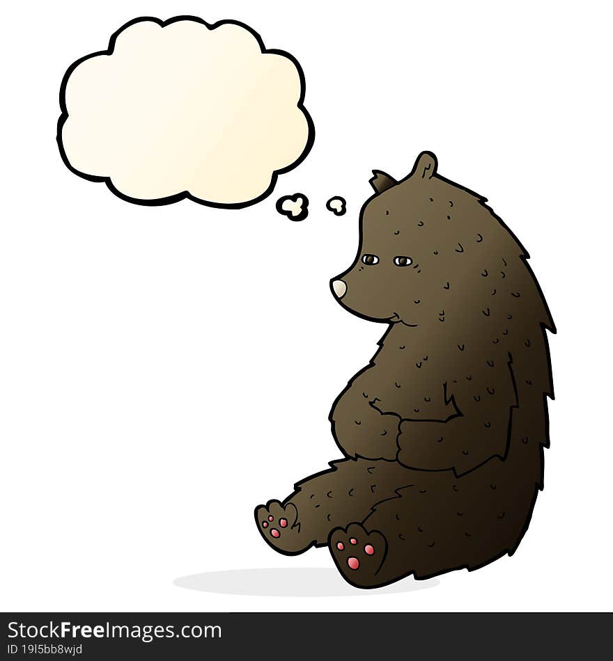 cute cartoon black bear with thought bubble