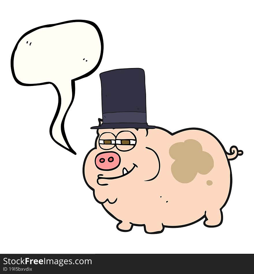 Speech Bubble Cartoon Rich Pig