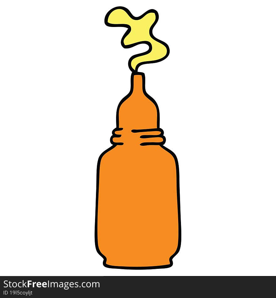 Quirky Hand Drawn Cartoon Mustard Bottle