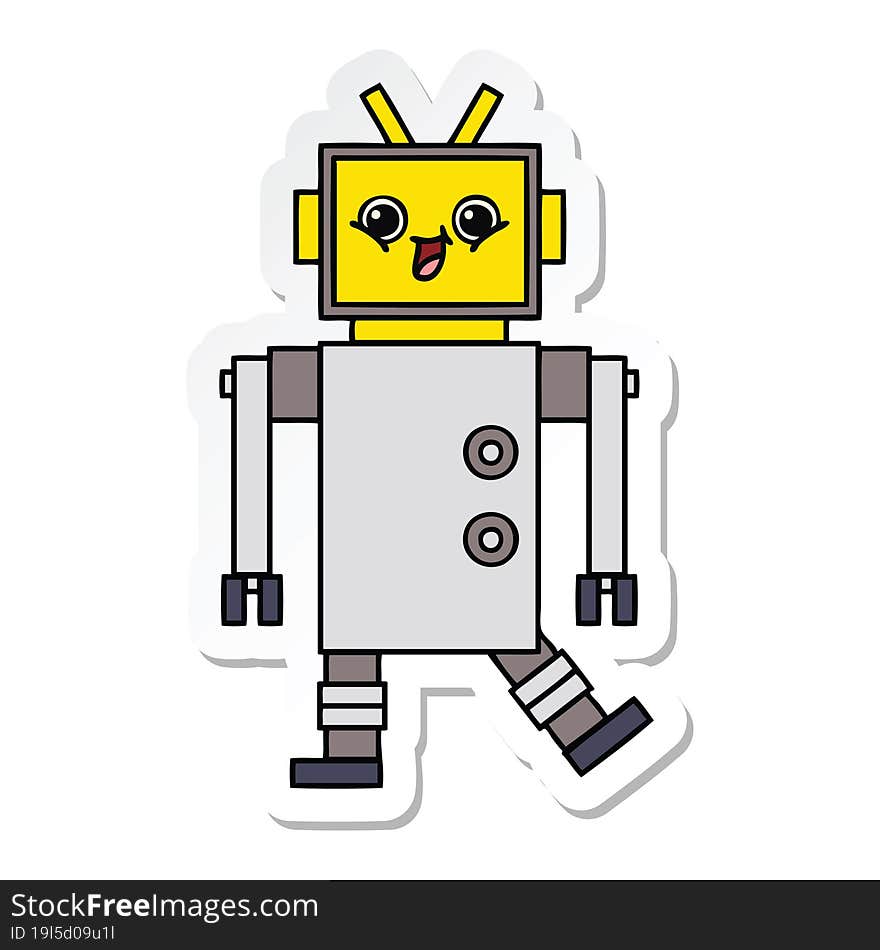 Sticker Of A Cute Cartoon Robot