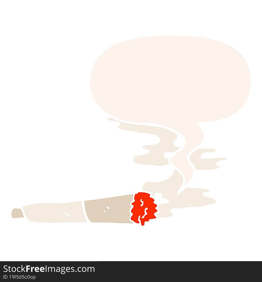 Cartoon Cigarette And Speech Bubble In Retro Style