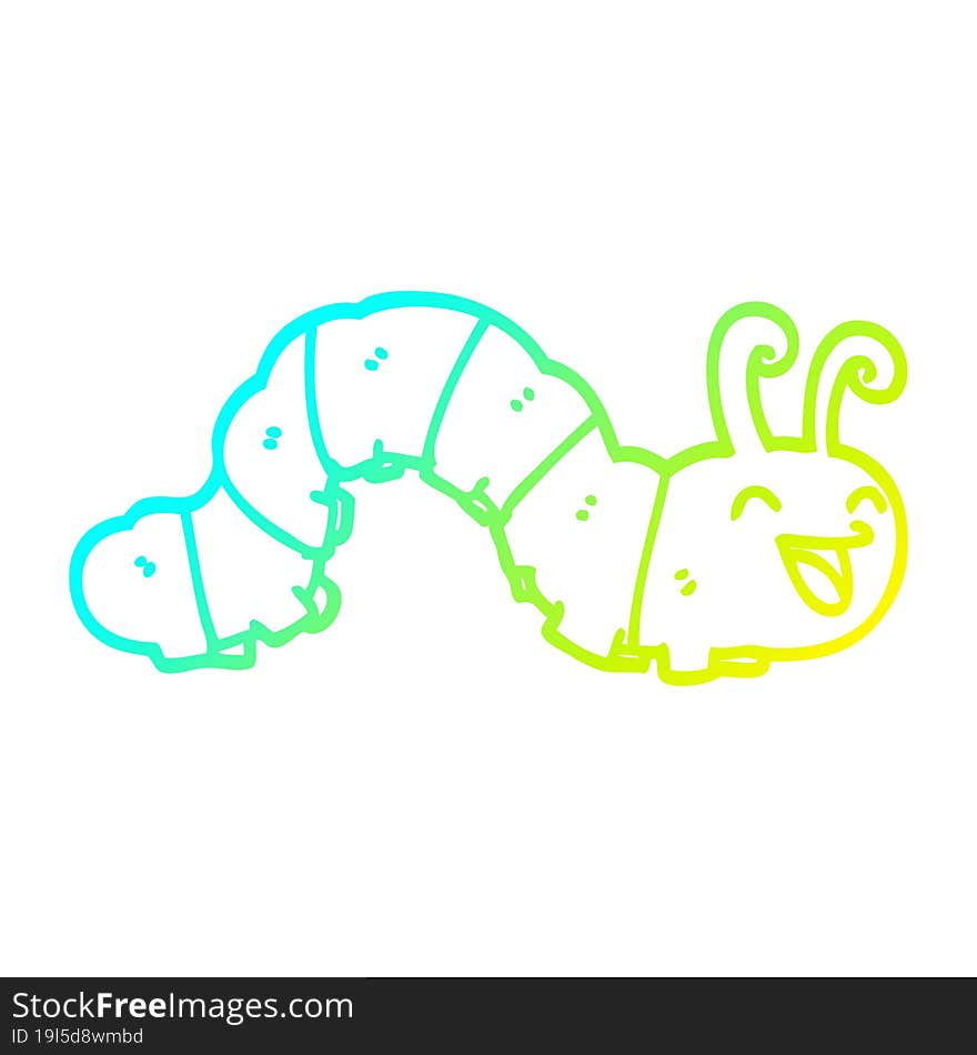 cold gradient line drawing of a cute cartoon caterpillar