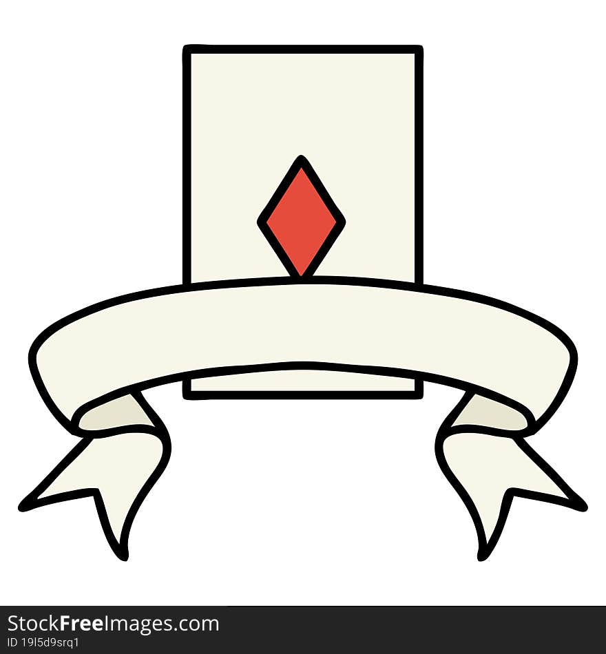 Tattoo With Banner Of The Ace Of Diamonds