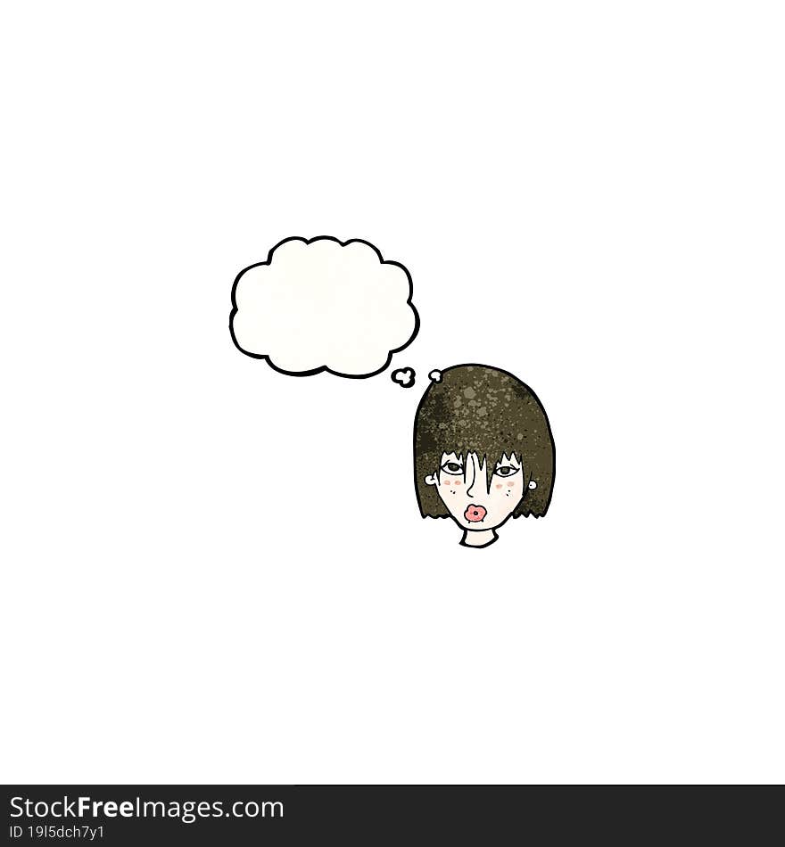 Cartoon Female Face With Thought Bubble