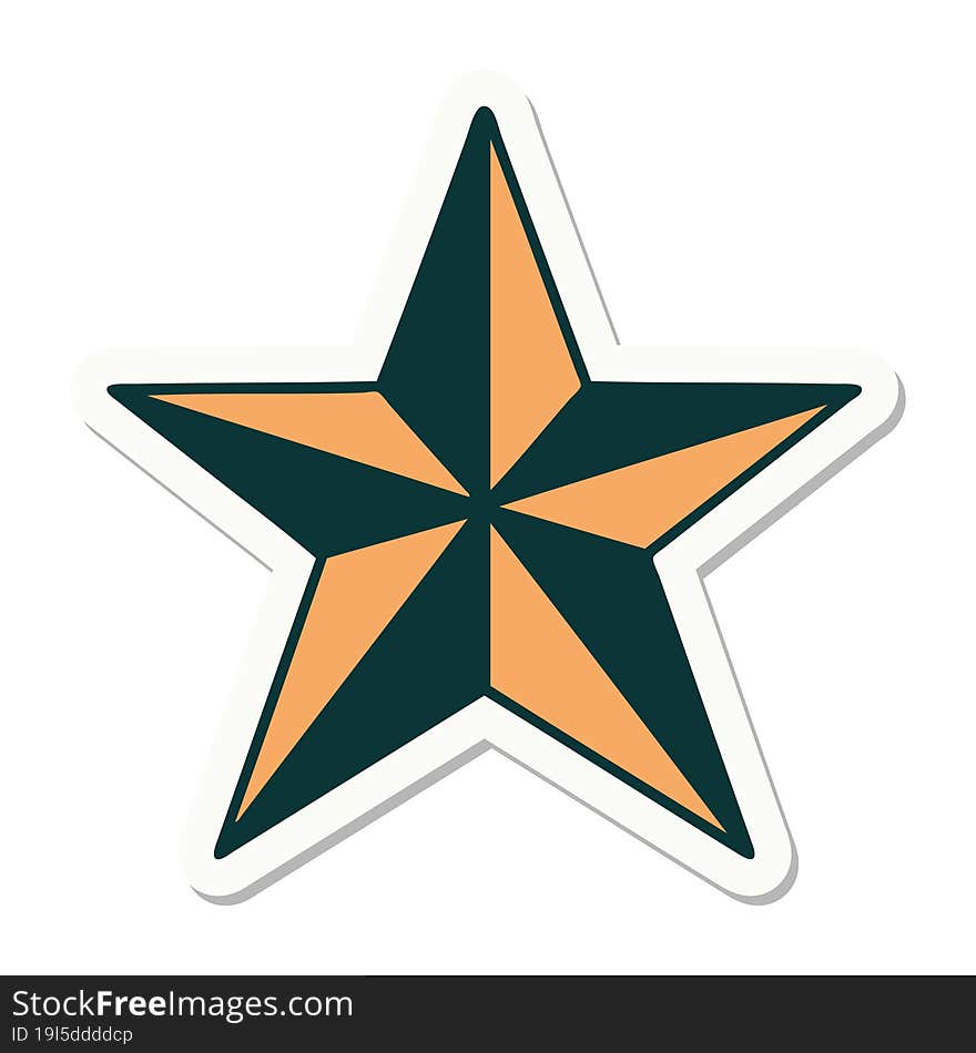 sticker of tattoo in traditional style of a star. sticker of tattoo in traditional style of a star