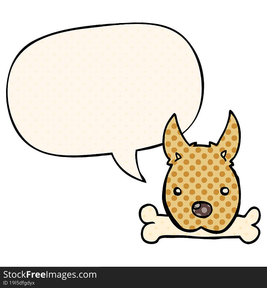 cartoon dog with bone with speech bubble in comic book style. cartoon dog with bone with speech bubble in comic book style