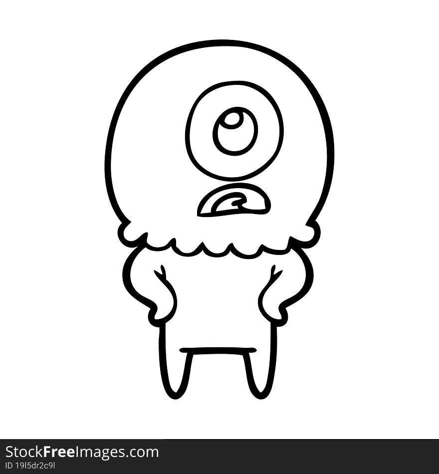 cartoon cyclops alien spaceman. cartoon cyclops alien spaceman