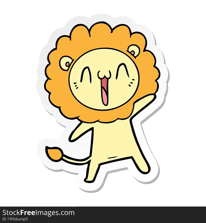 sticker of a happy cartoon lion