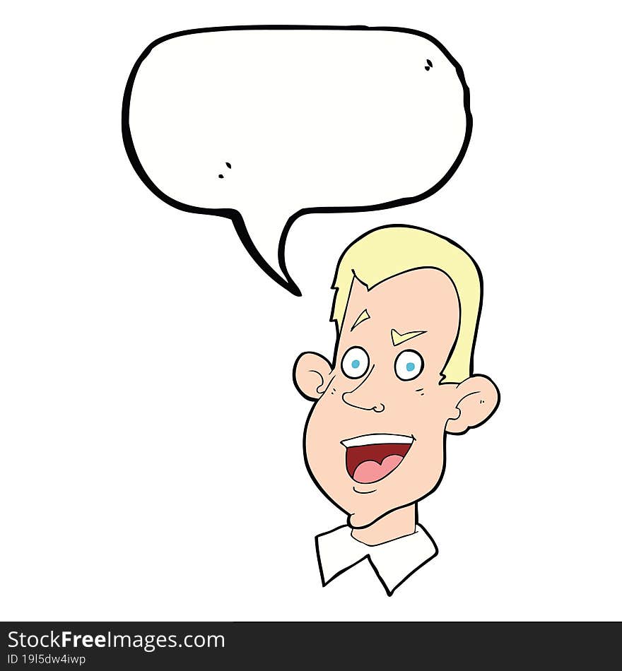 cartoon male face with speech bubble