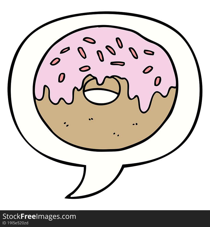 Cartoon Donut And Speech Bubble