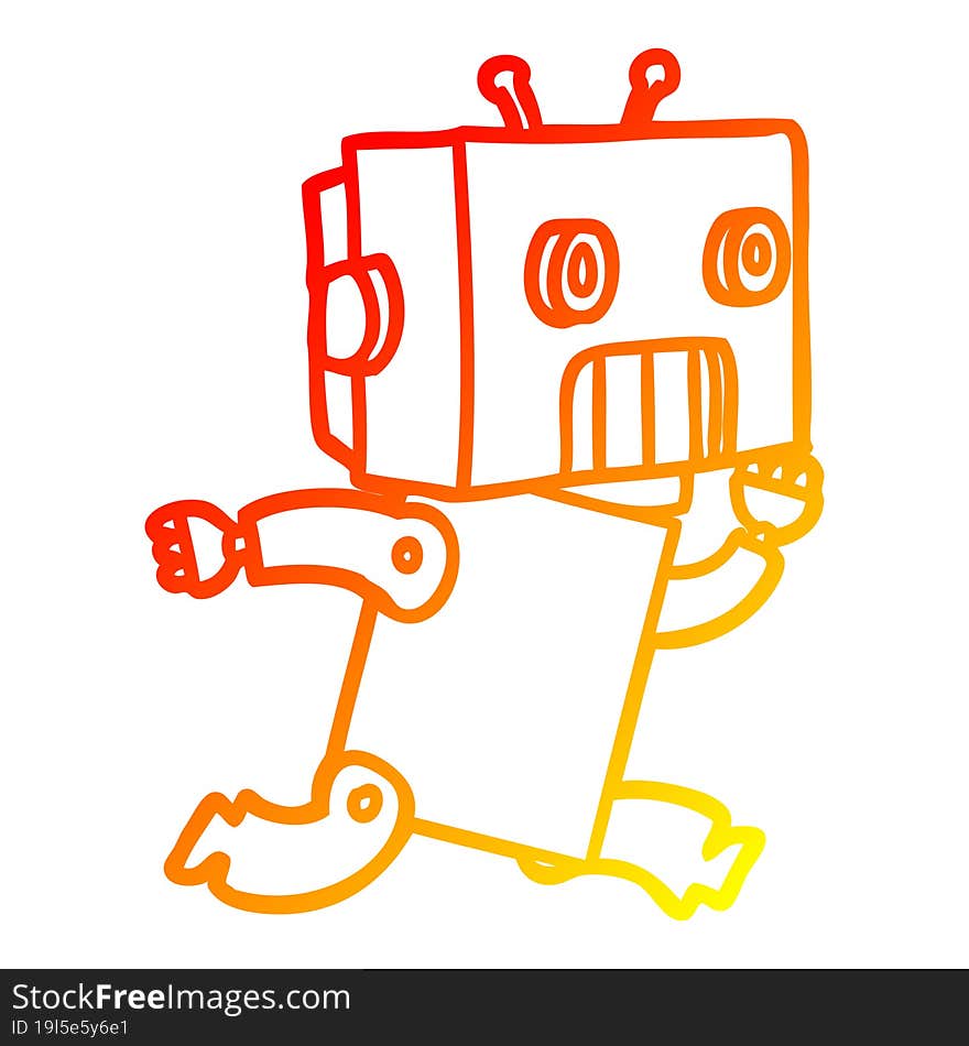 warm gradient line drawing cartoon robot