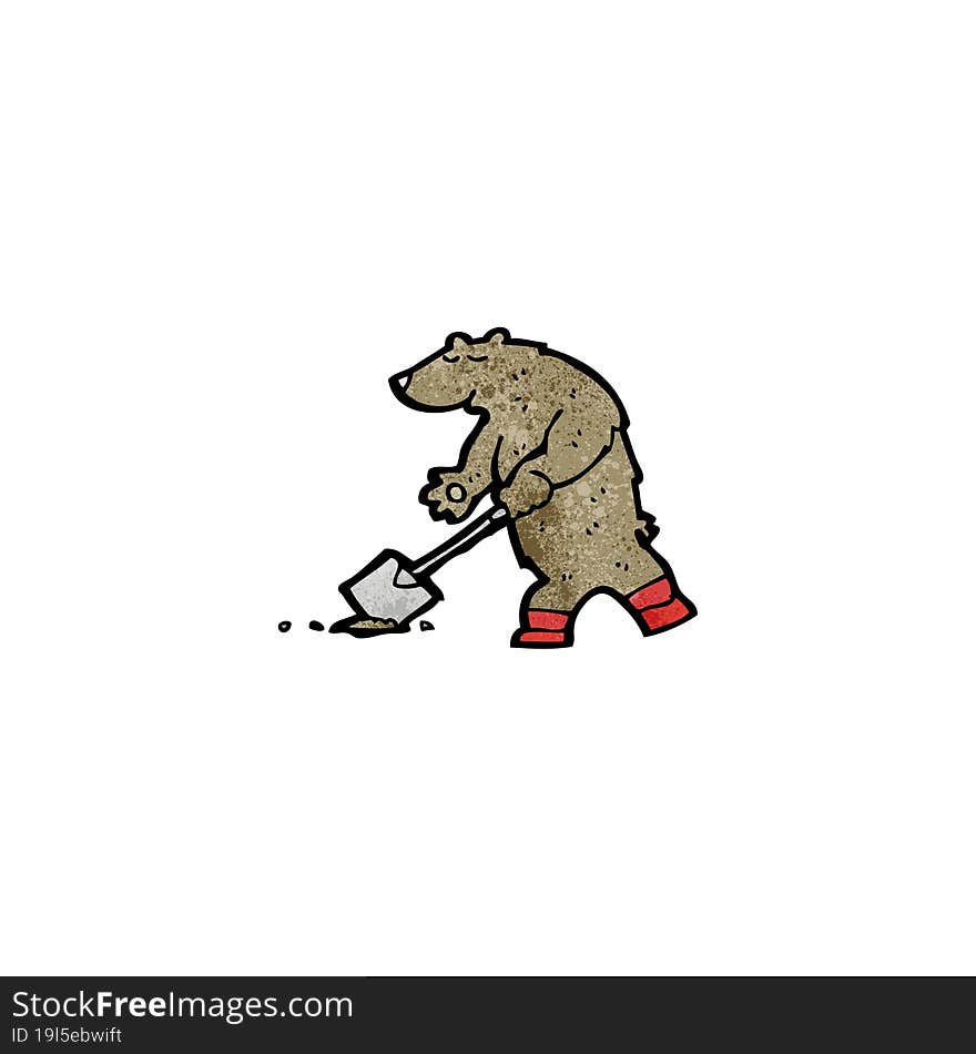 digging bear cartoon