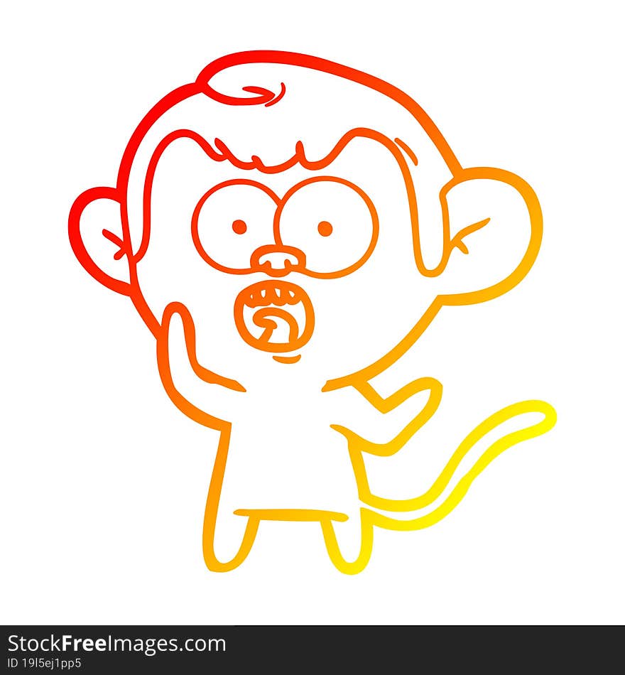 warm gradient line drawing cartoon shocked monkey