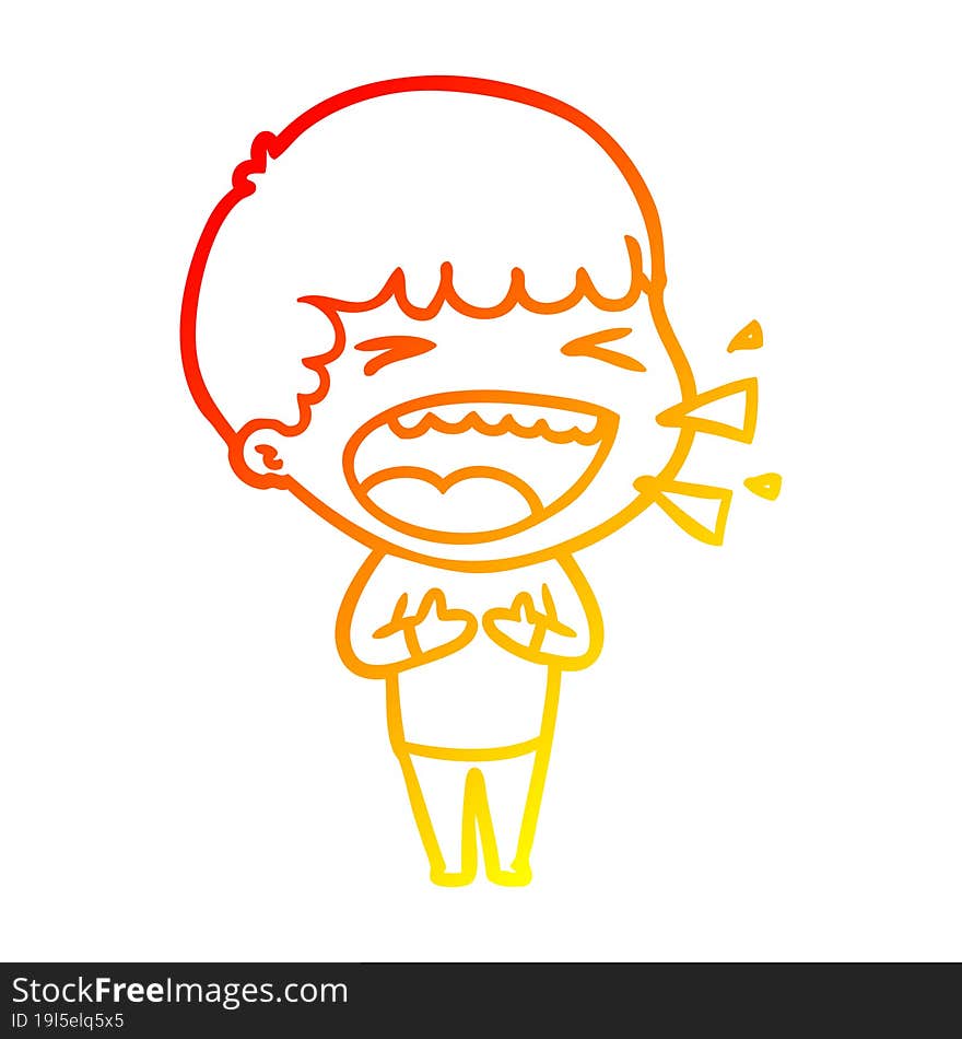 Warm Gradient Line Drawing Cartoon Laughing Man