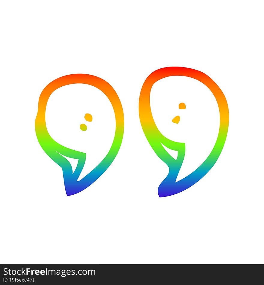 rainbow gradient line drawing cartoon quotation marks