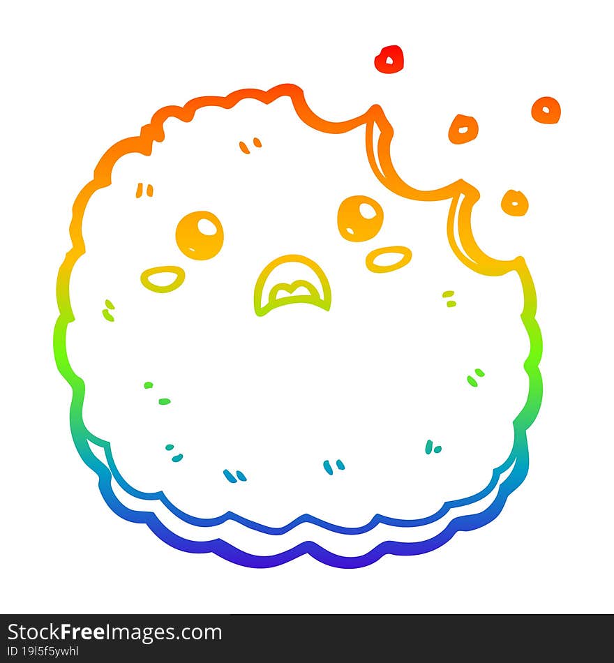 Rainbow Gradient Line Drawing Cartoon Biscuit