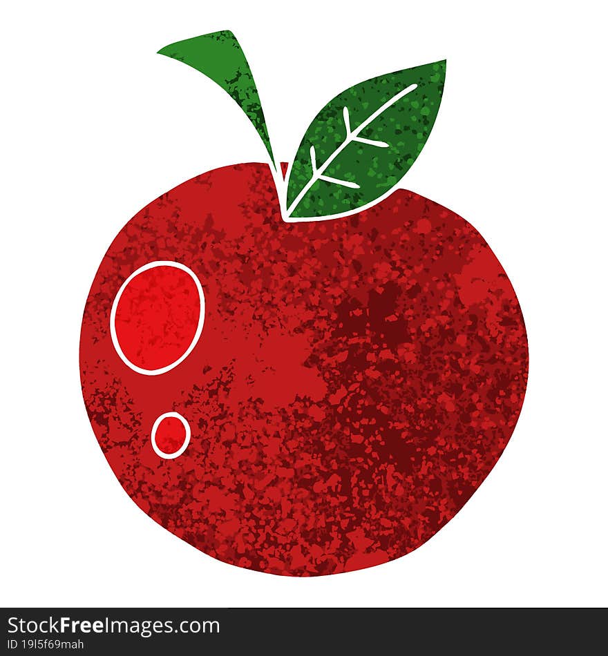 quirky retro illustration style cartoon red apple