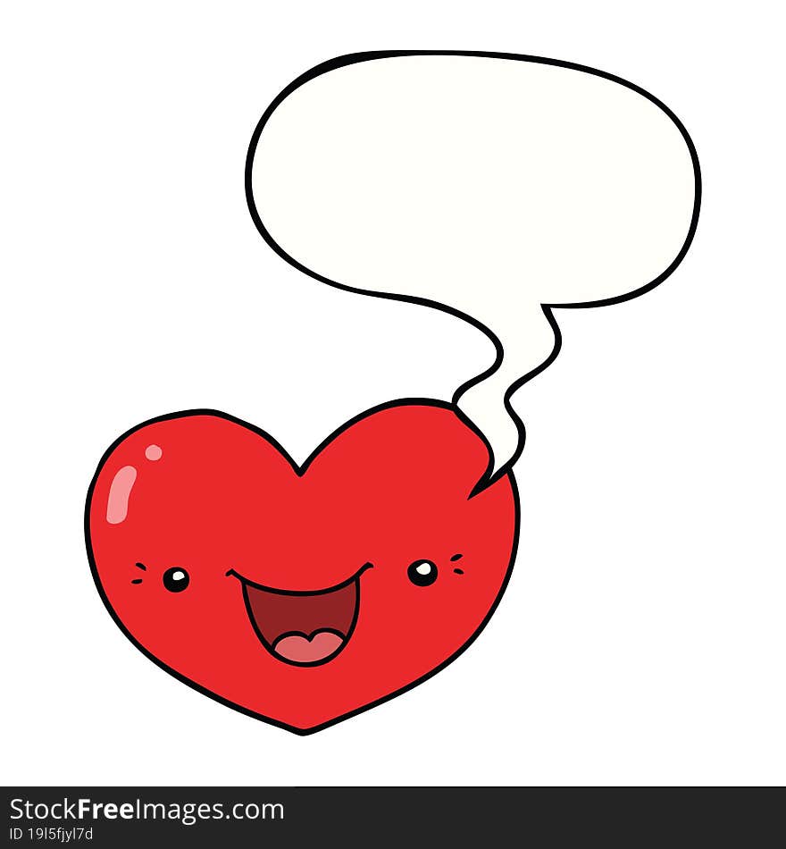 cartoon love heart character with speech bubble