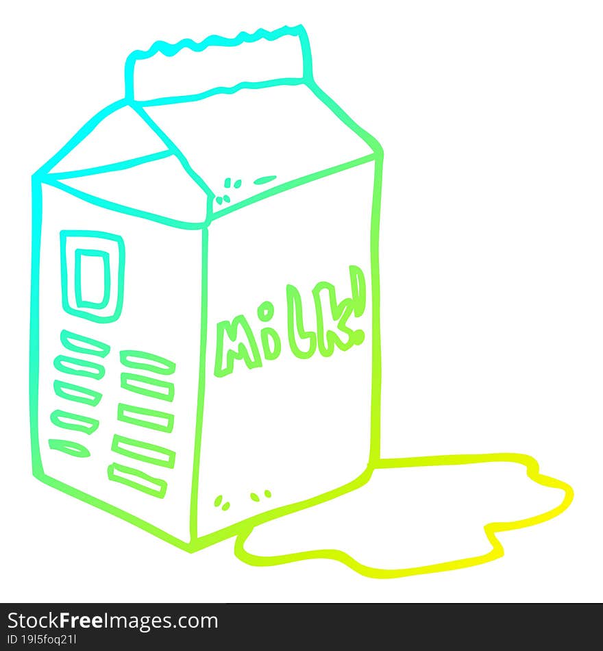 cold gradient line drawing of a cartoon milk carton