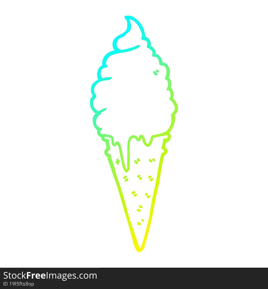 Cold Gradient Line Drawing Cartoon Ice Cream