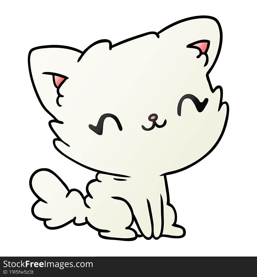 gradient cartoon illustration cute kawaii fluffy cat. gradient cartoon illustration cute kawaii fluffy cat