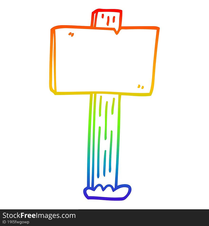 rainbow gradient line drawing of a cartoon sign post