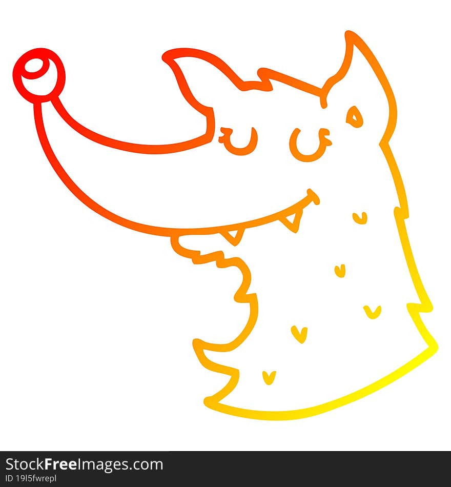 warm gradient line drawing of a cartoon wolf