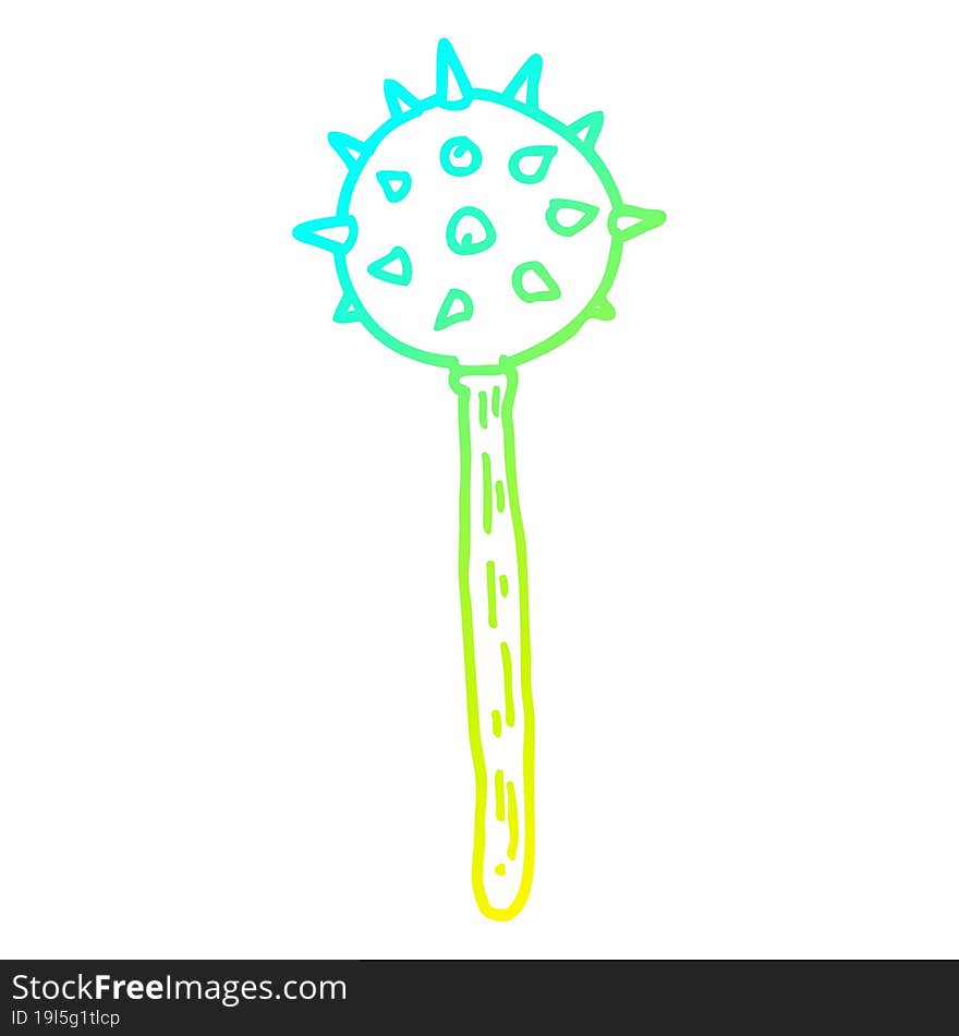 cold gradient line drawing of a cartoon medieval mace