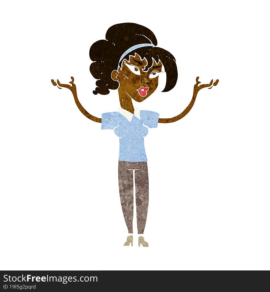 Cartoon Woman Raising Hands In Air