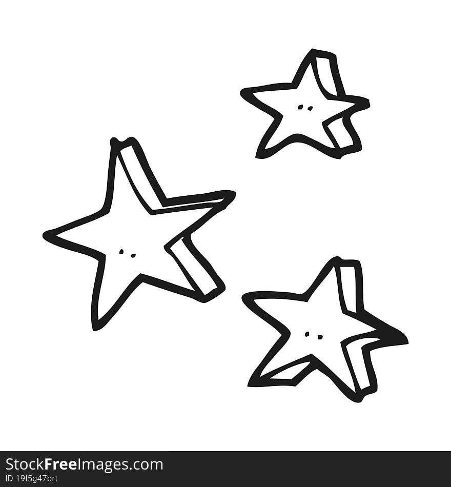 freehand drawn black and white cartoon decorative doodle stars