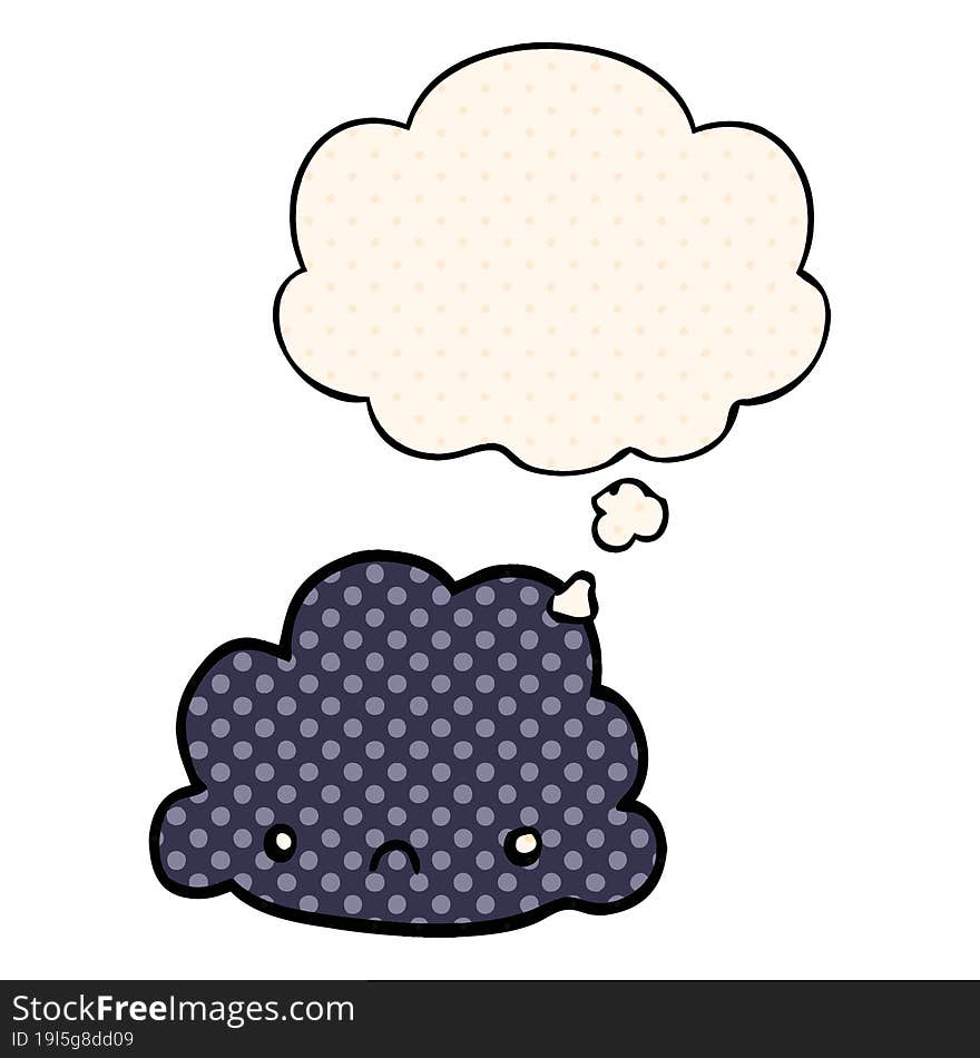 cartoon cloud and thought bubble in comic book style