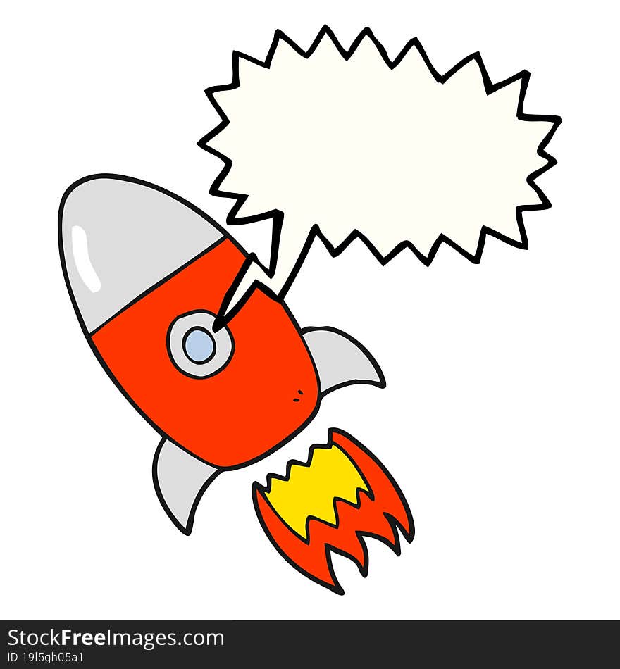 speech bubble cartoon flying rocket