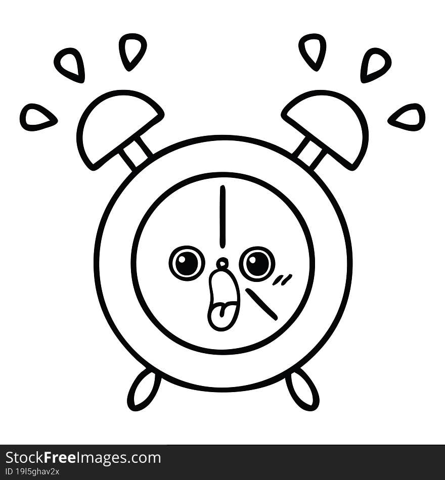 Line Drawing Cartoon Alarm Clock