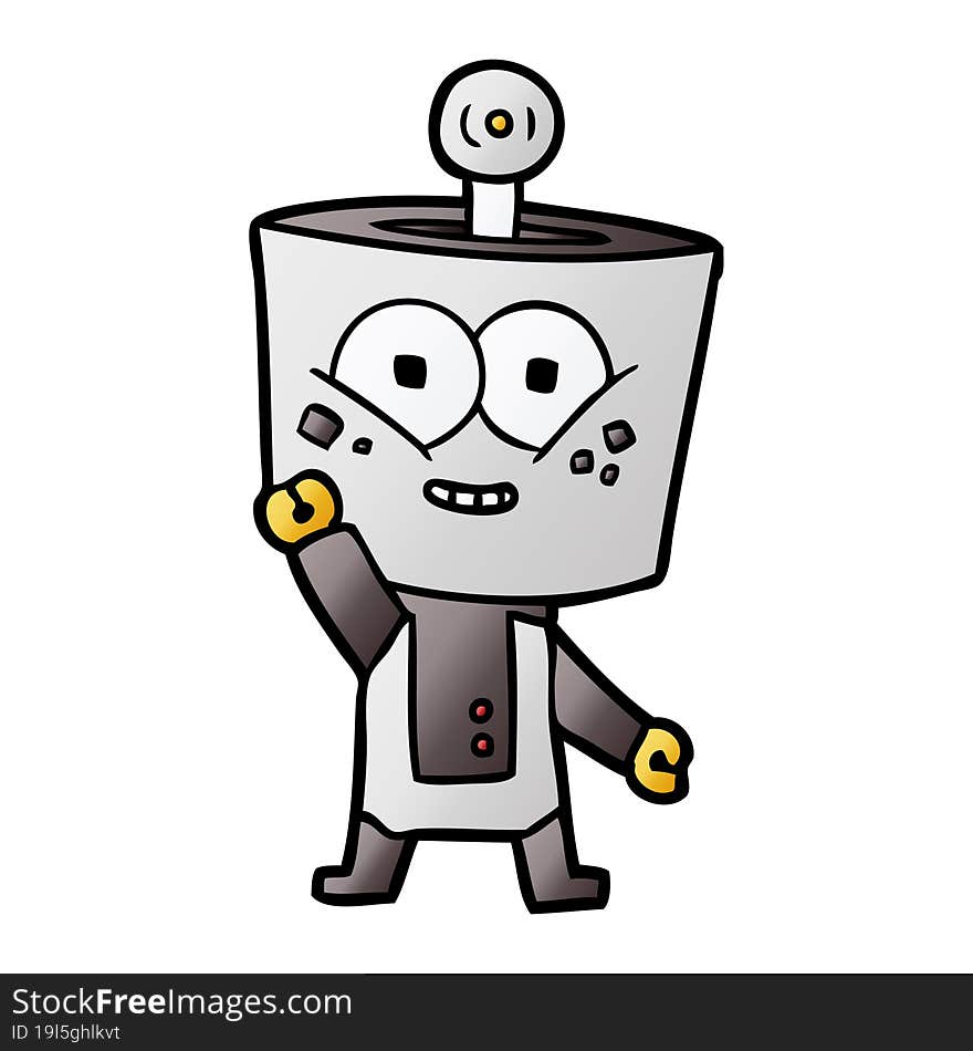 happy cartoon robot waving hello. happy cartoon robot waving hello