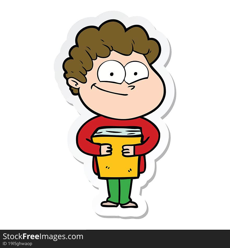 sticker of a cartoon happy man