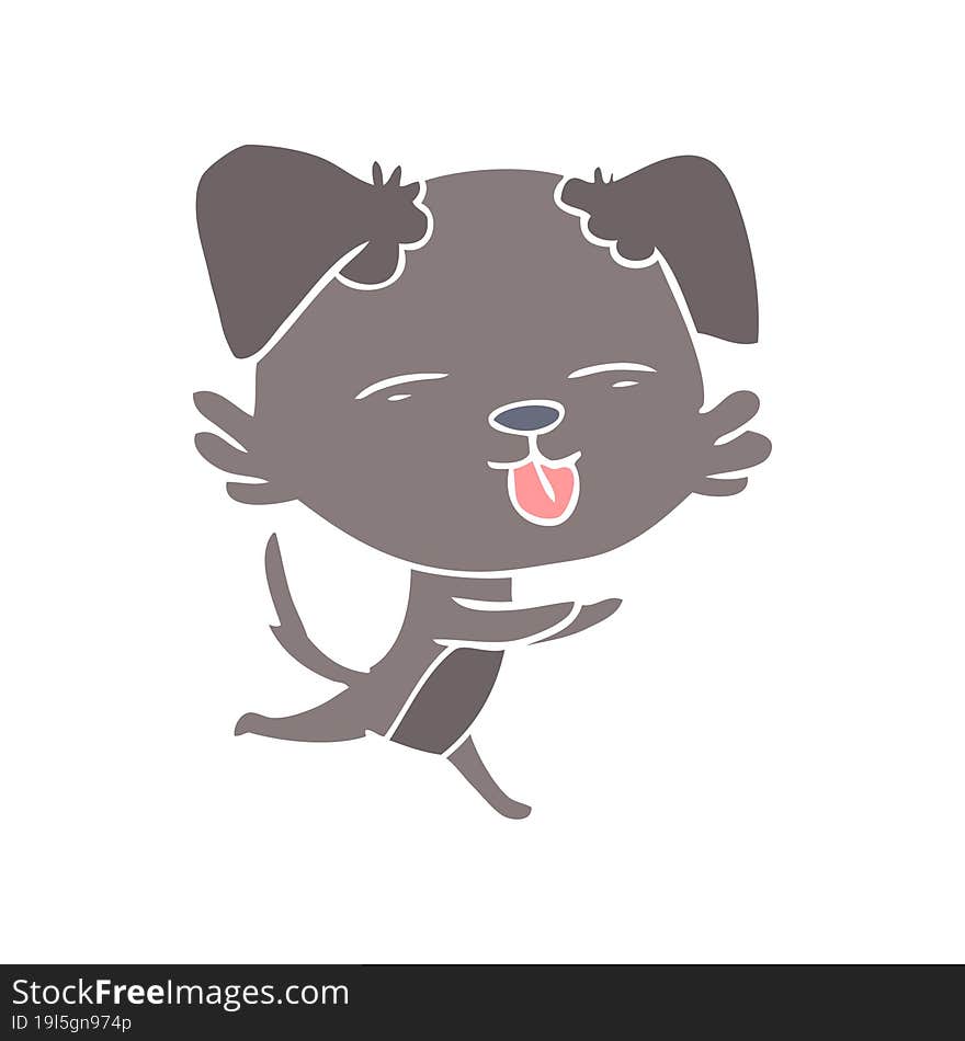 Flat Color Style Cartoon Dog Sticking Out Tongue