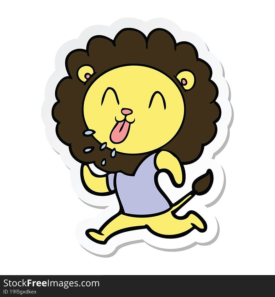 sticker of a happy cartoon lion