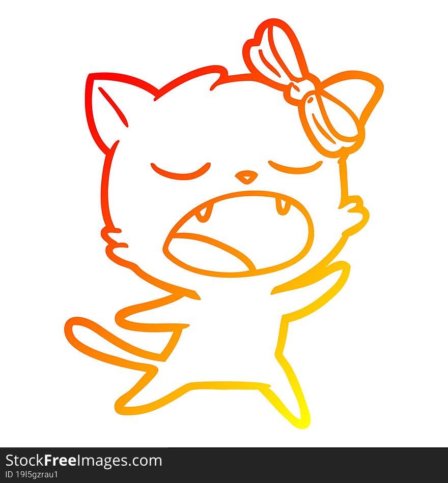 warm gradient line drawing cartoon singing cat