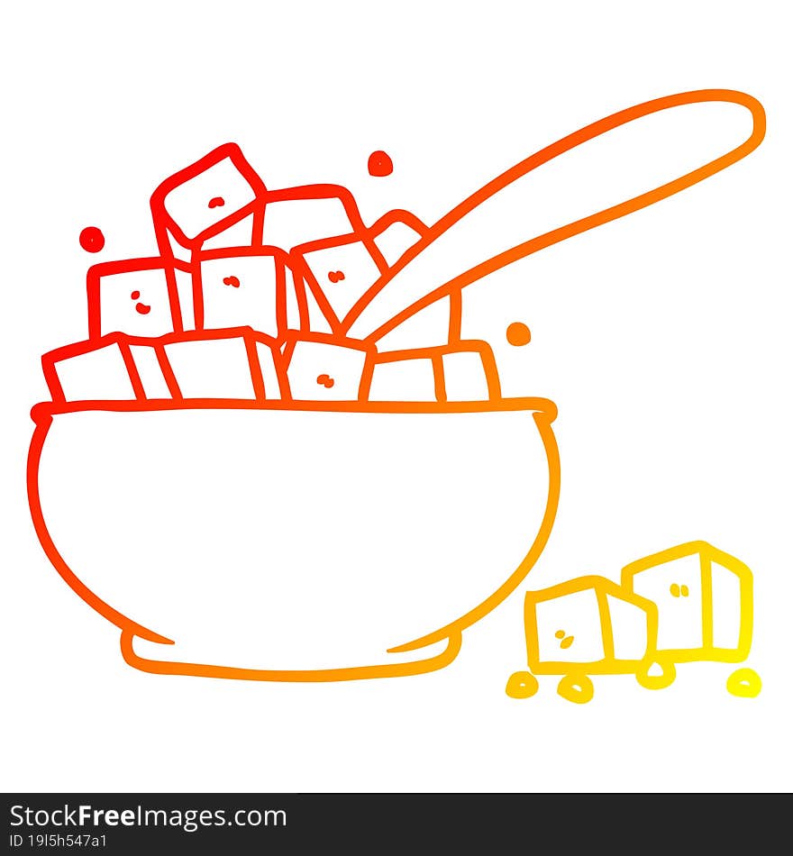 warm gradient line drawing cartoon sugar bowl