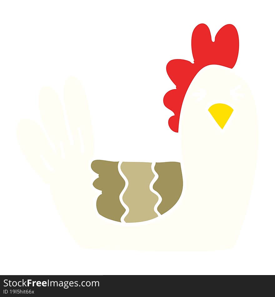 flat color illustration cartoon roosting hen