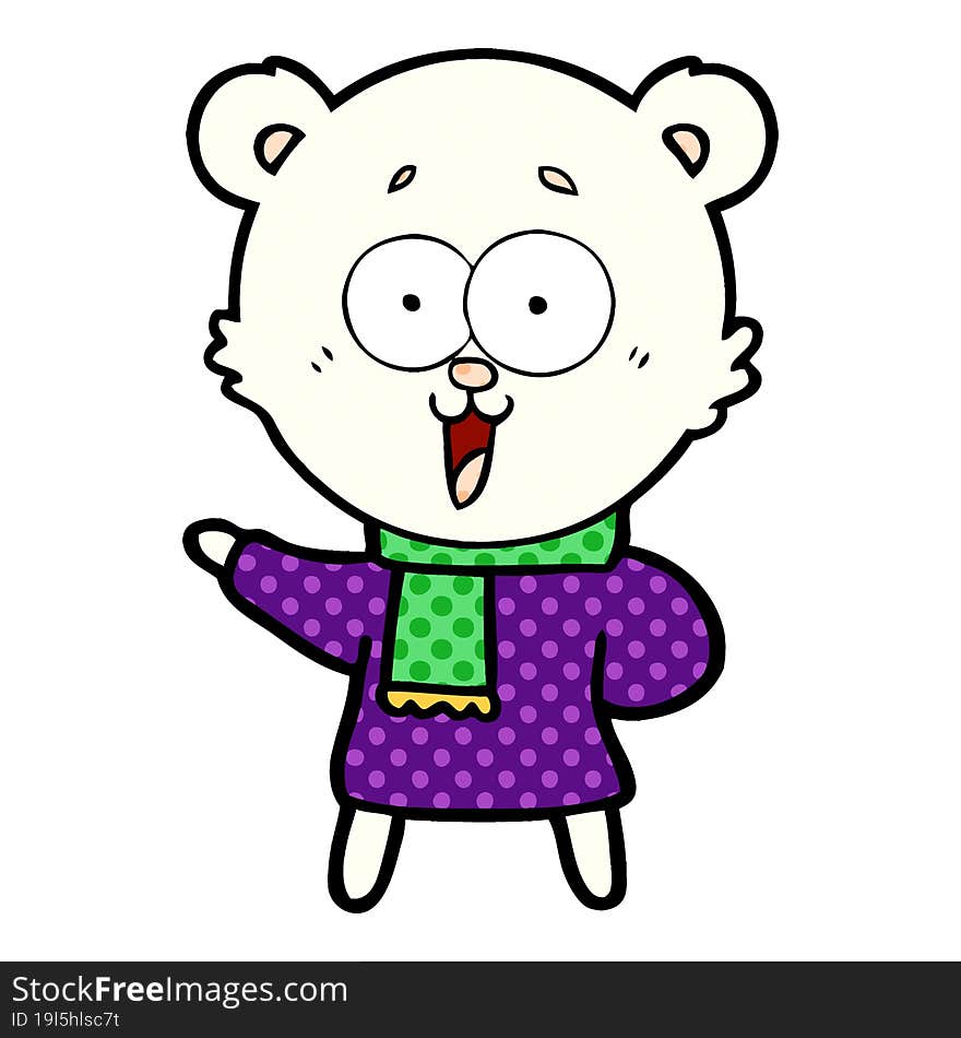 laughing teddy  bear cartoon in winter clothes. laughing teddy  bear cartoon in winter clothes