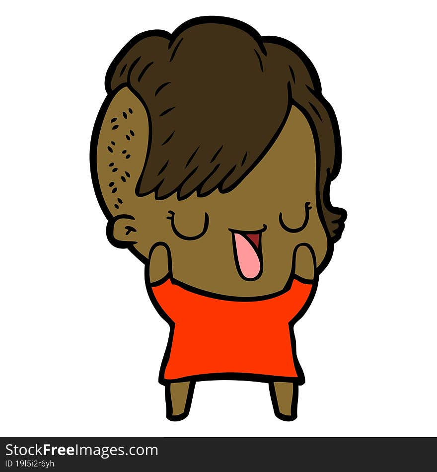 cute cartoon girl with hipster haircut. cute cartoon girl with hipster haircut