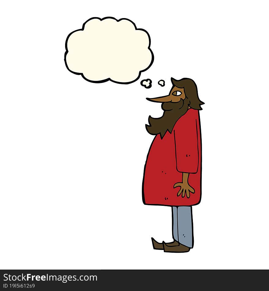 Cartoon Bearded Old Man With Thought Bubble