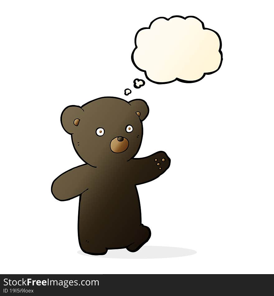 cartoon black bear cub with thought bubble