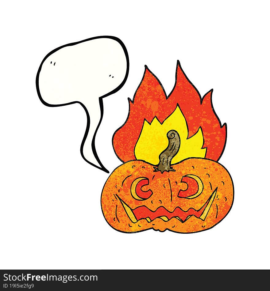 texture speech bubble cartoon flaming halloween pumpkin